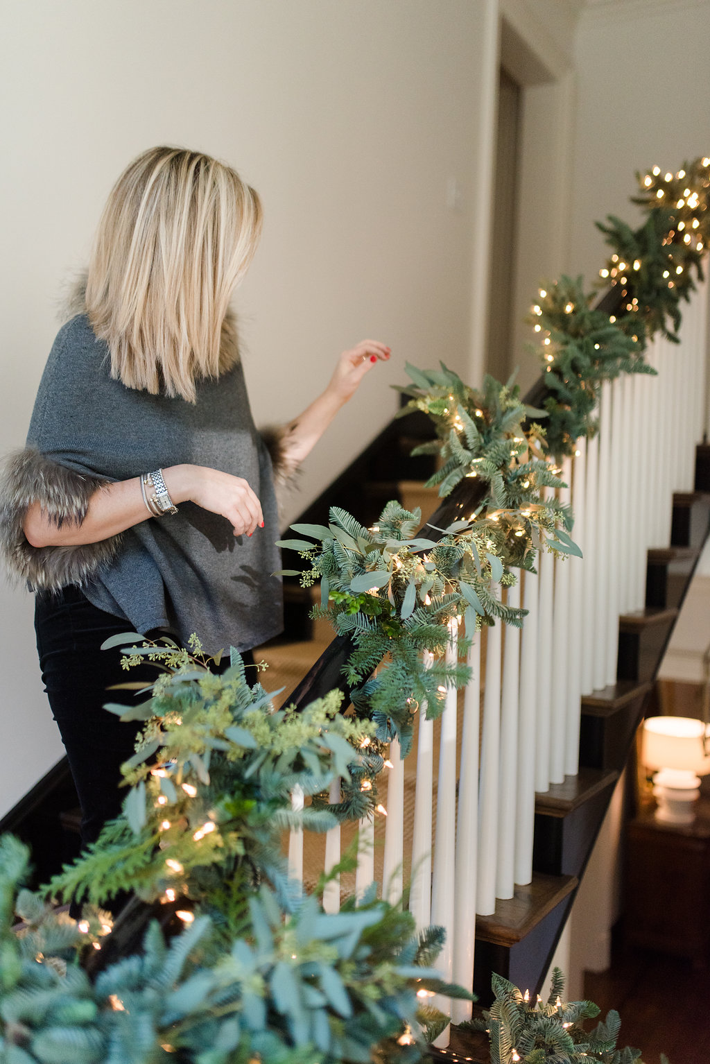 Decorating your staircase with Fresh and Faux Greenery