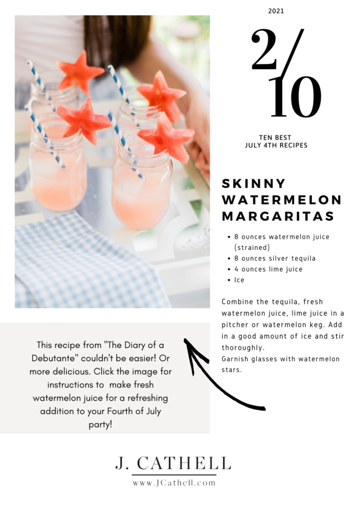 Skinny watermelon margarita cocktails for July 4th