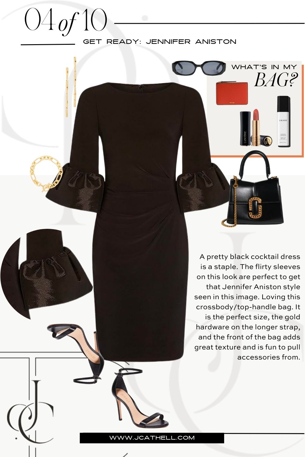 Jennifer Aniston Black Bag With Gold Chain