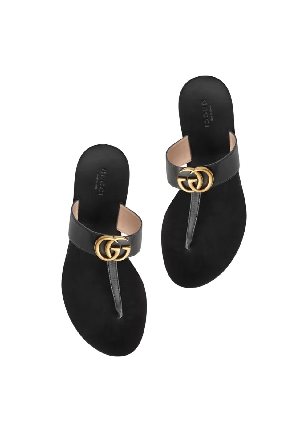 Gucci Marmont Leather Thong Sandals With Double Gblack J Cathell 8855