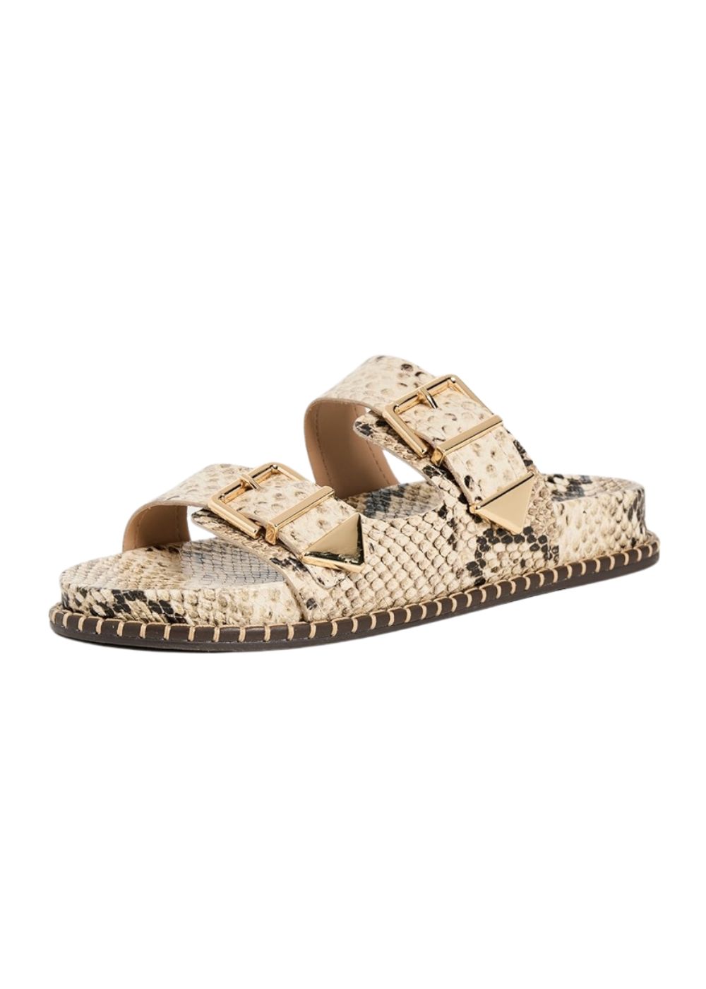 schutz Naomi Sporty Slides Snake Plain Natural J. Cathell