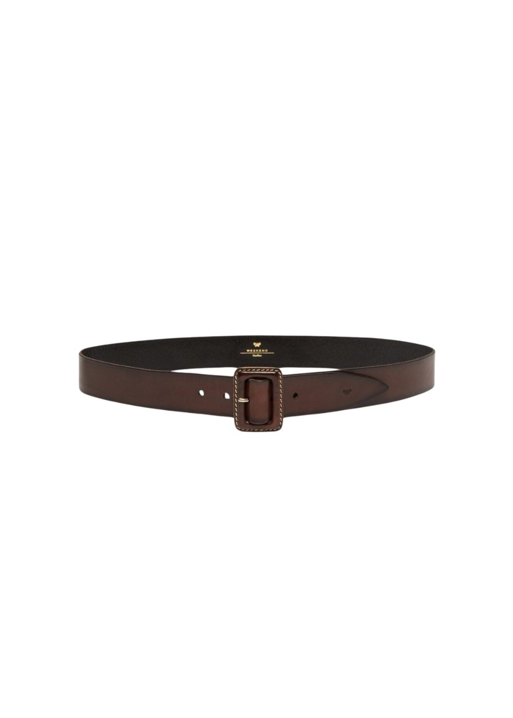 WEEKEND MAX MARA,Leather belt with covered buckle,dark brown  display picture 2