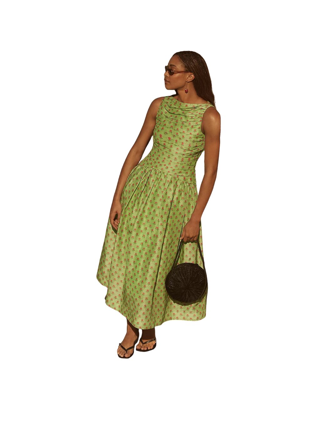 lovaan val sleeveless ruched linen silk midi dress Val LOVAAN